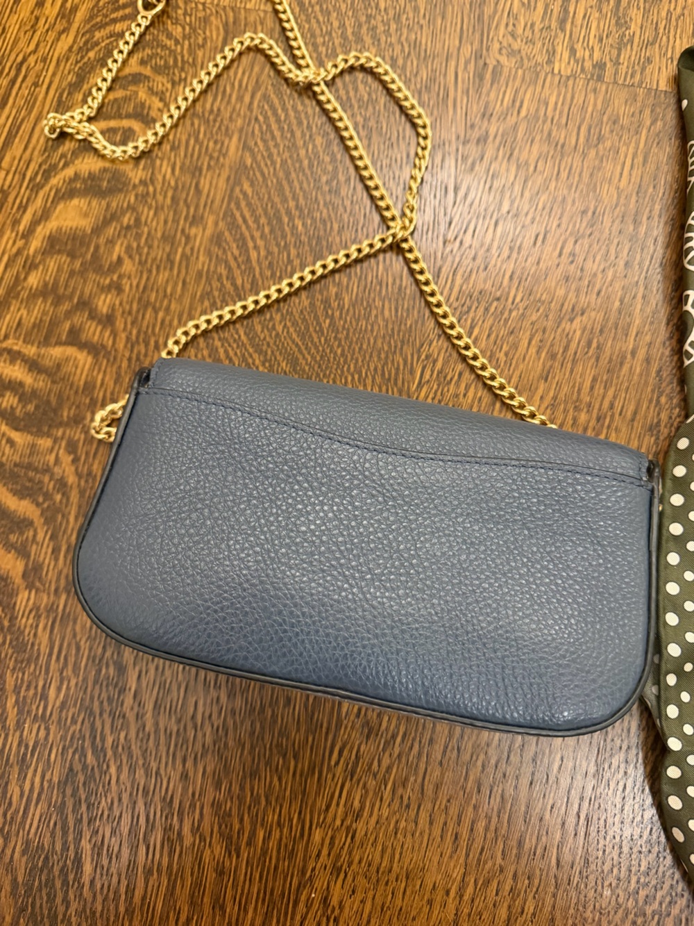 Coach Navy Leather & Suede Crossbody with Gold Chain - Picture 2 of 3